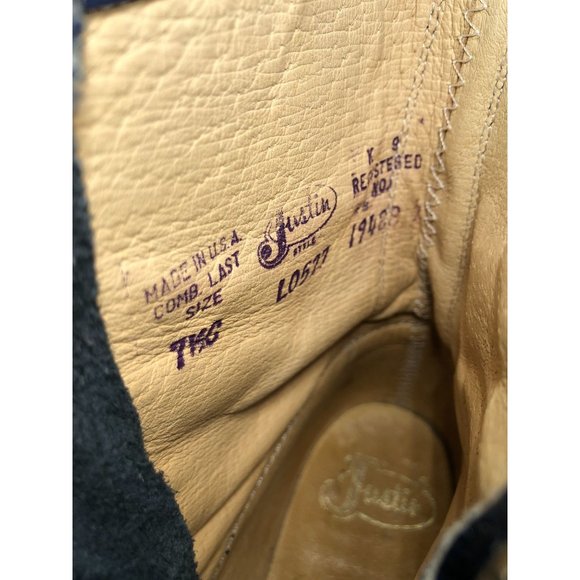 VINTAGE Justin Boot L0527 Western Kiltie Roper Blue Leather Boots Women US 7.5 N - Picture 10 of 10